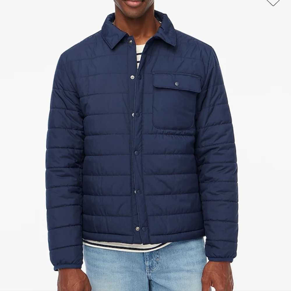 J Crew Factory Quilted Jacket Jersey Lined CA450  Size XL Navy NWT